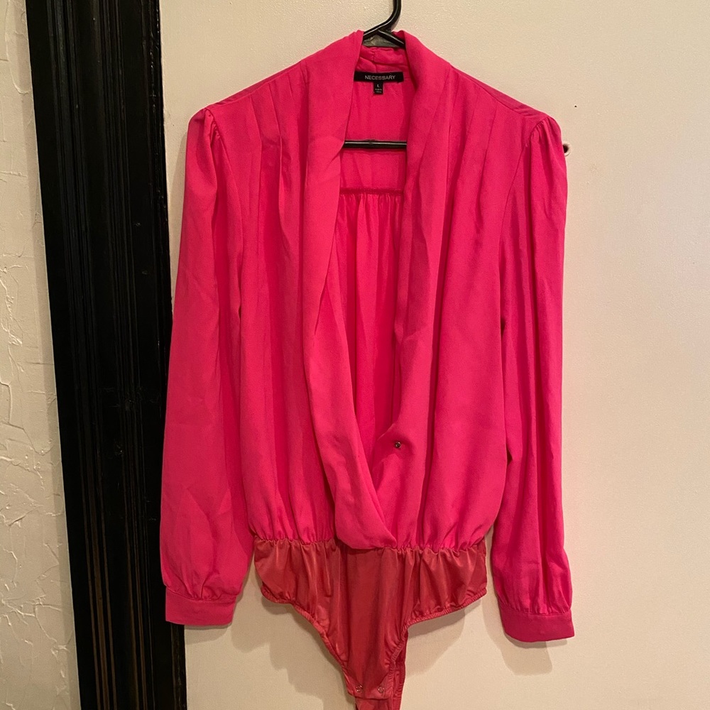 Hot Pink Blouse Bodysuit